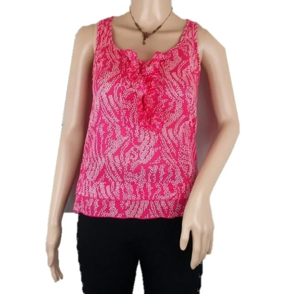 Ann Taylor Polka Dot Ruffle Tank Top